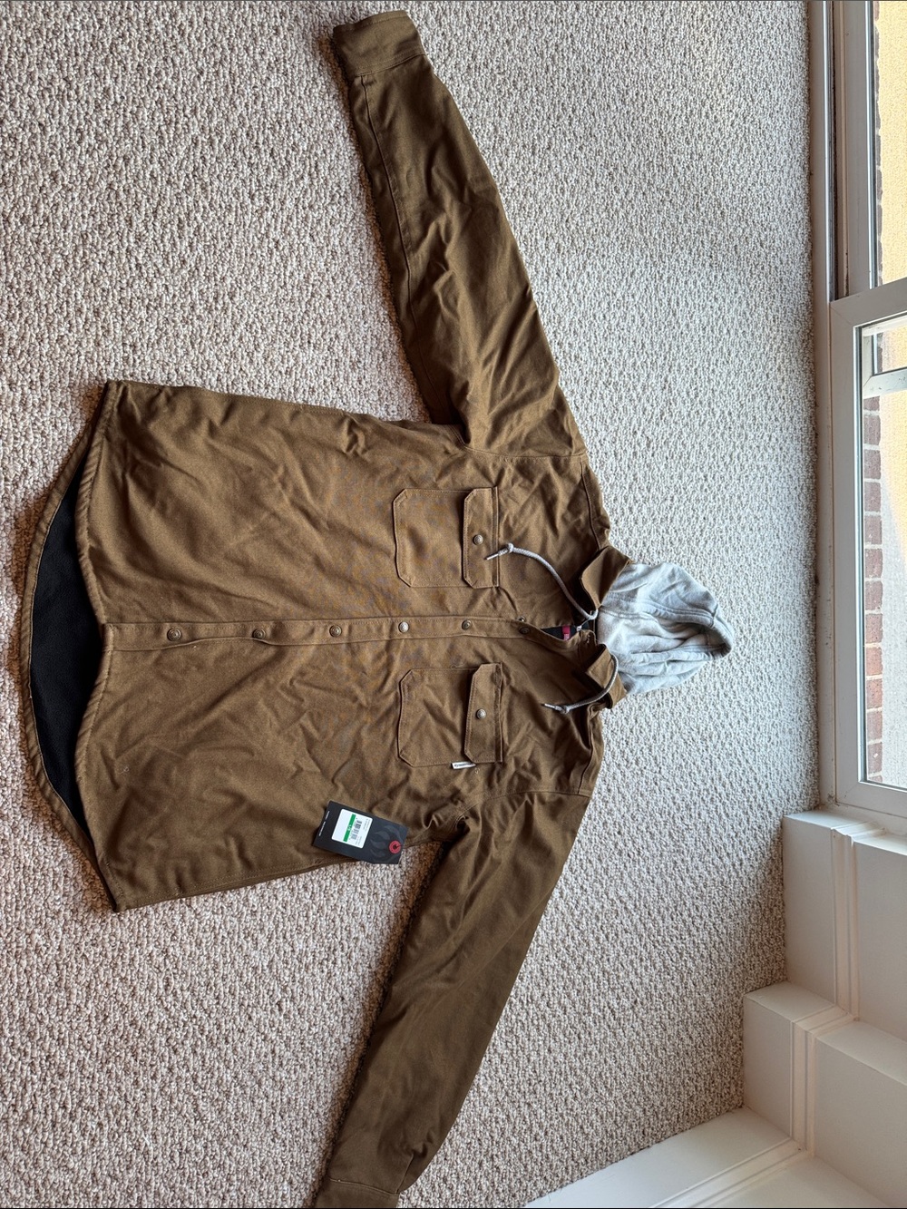 Wolverine Brown Hooded Shirt Jacket with Gray Hood